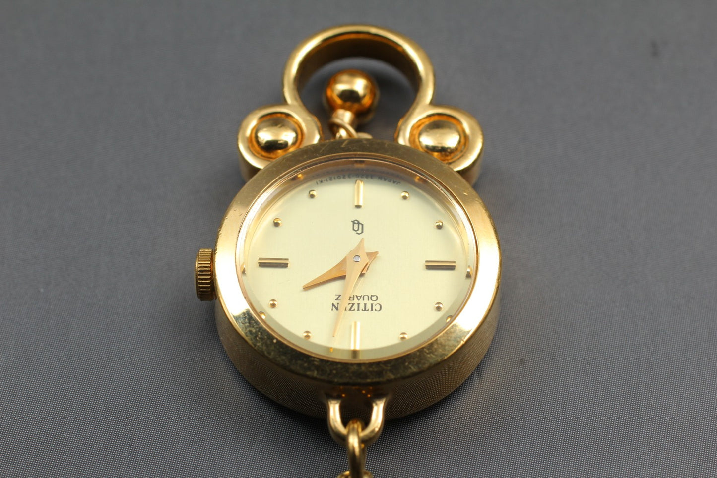 Vtg [N MINT / New Batt]  CITIZEN Gold necklace Quartz pocket watch From JAPAN