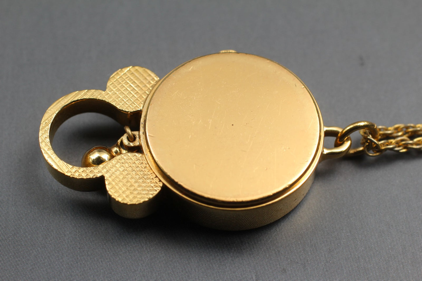 Vtg [N MINT / New Batt]  CITIZEN Gold necklace Quartz pocket watch From JAPAN