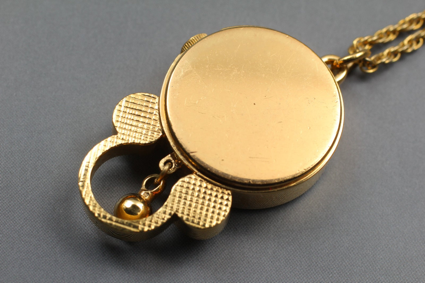 Vtg [N MINT / New Batt]  CITIZEN Gold necklace Quartz pocket watch From JAPAN