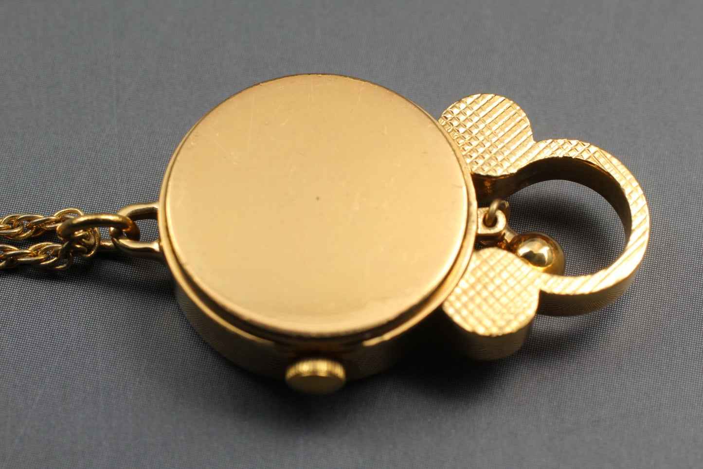 Vtg [N MINT / New Batt]  CITIZEN Gold necklace Quartz pocket watch From JAPAN