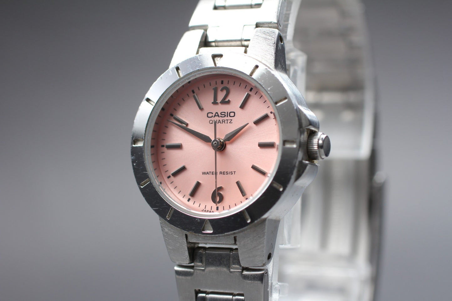 Vtg [N MINT] CASIO LTP-1177 24mm Pink Bracelet Quartz Ladies Watch From JAPAN