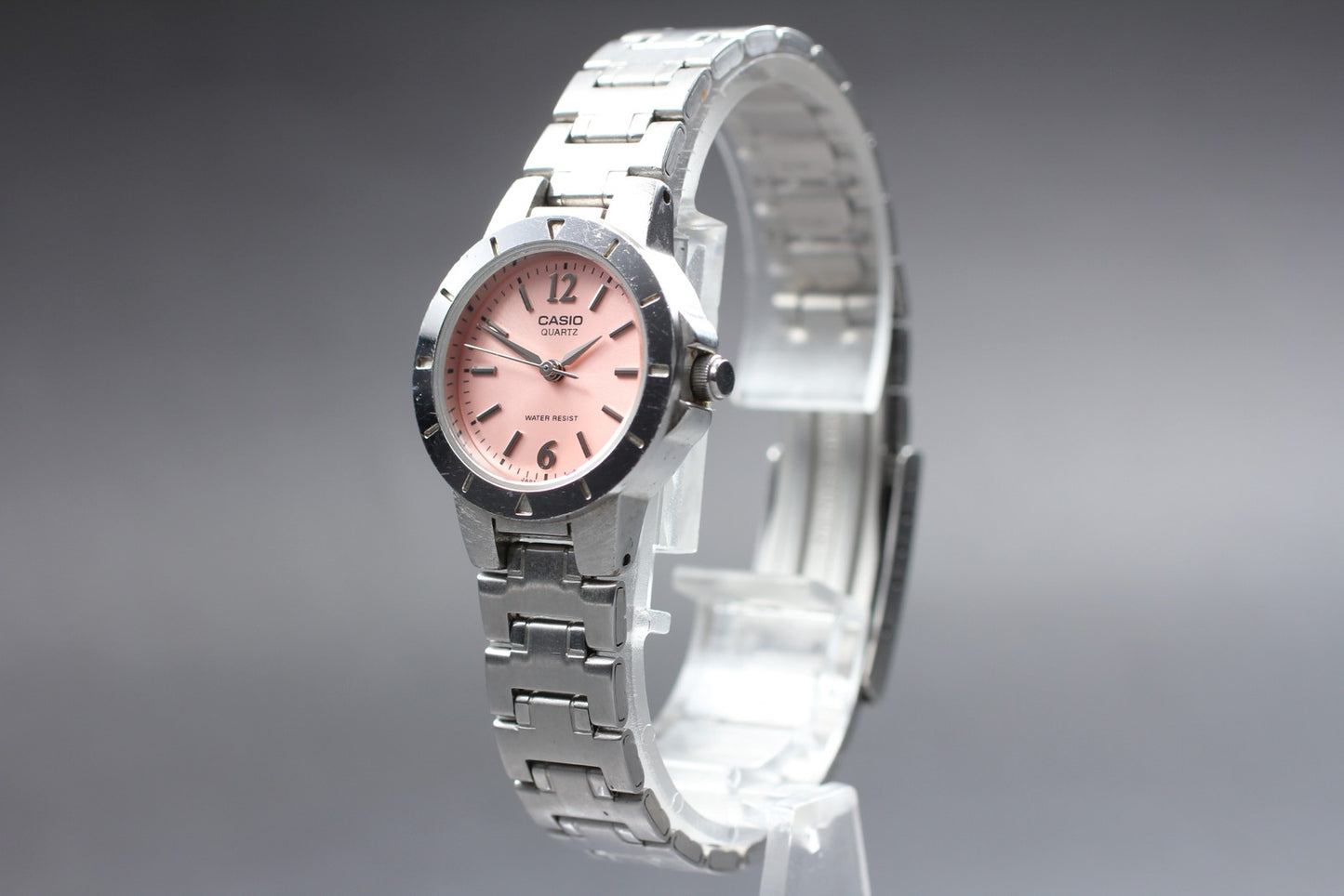 Vtg [N MINT] CASIO LTP-1177 24mm Pink Bracelet Quartz Ladies Watch From JAPAN