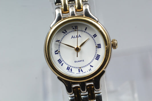 Vtg.1998 [N MINT] SEIKO ALBA Y233-0730 Roman Bracelet Ladies Quartz Watch JAPAN