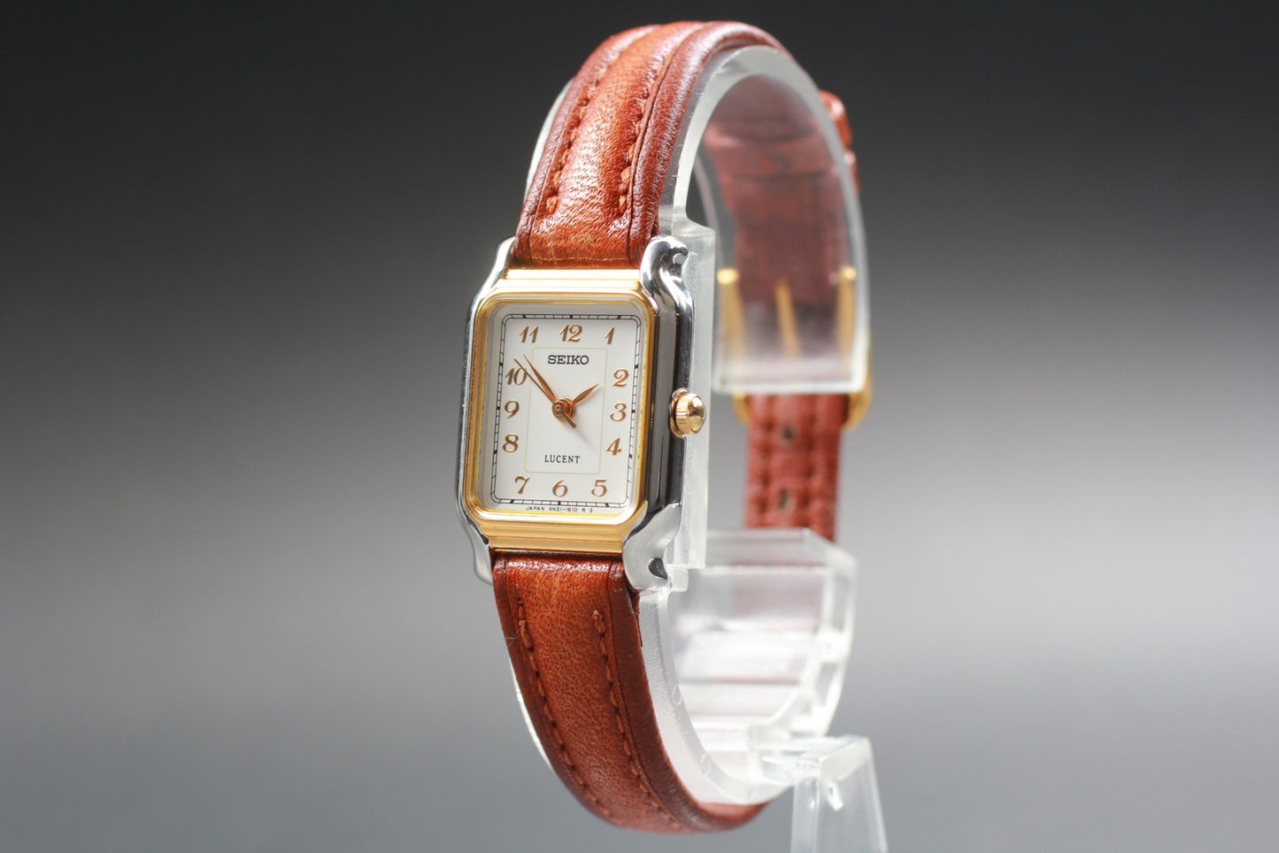 Vtg.1993 [N MINT] SEIKO LUCENT 4N21-5240 Tank Gold Quartz Ladies Watch JAPAN