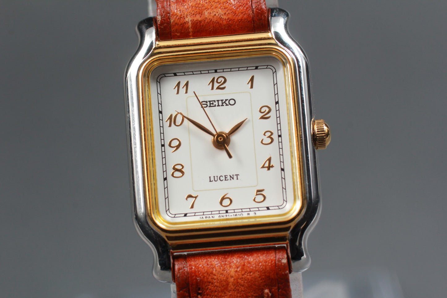 Vtg.1993 [N MINT] SEIKO LUCENT 4N21-5240 Tank Gold Quartz Ladies Watch JAPAN