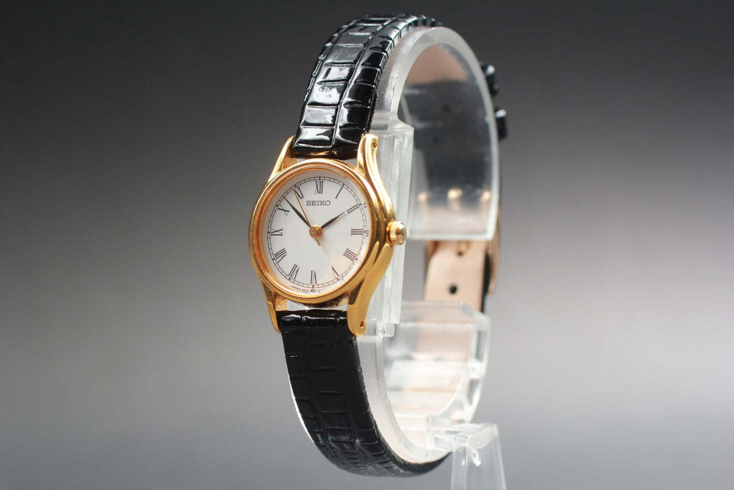 Vtg.1996 [N MINT] SEIKO 2P21-0A80 Round Roman Gold Quartz Ladies Watch JAPAN