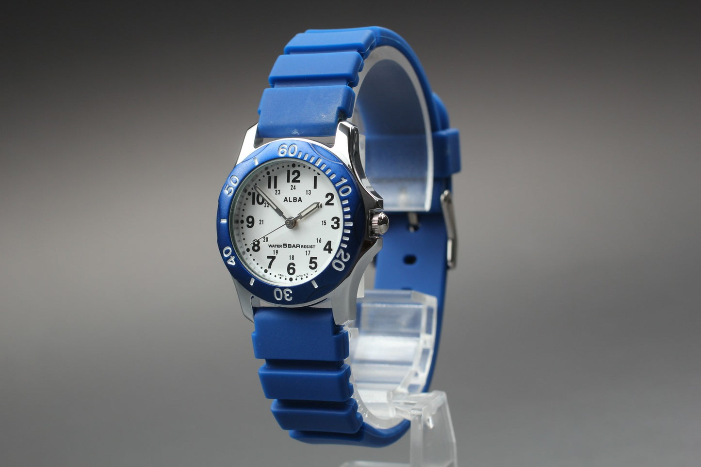 Vtg.1999 [N MINT] SEIKO ALBA V501-0CG0 Round Blue Quartz Men's Watch From JAPAN