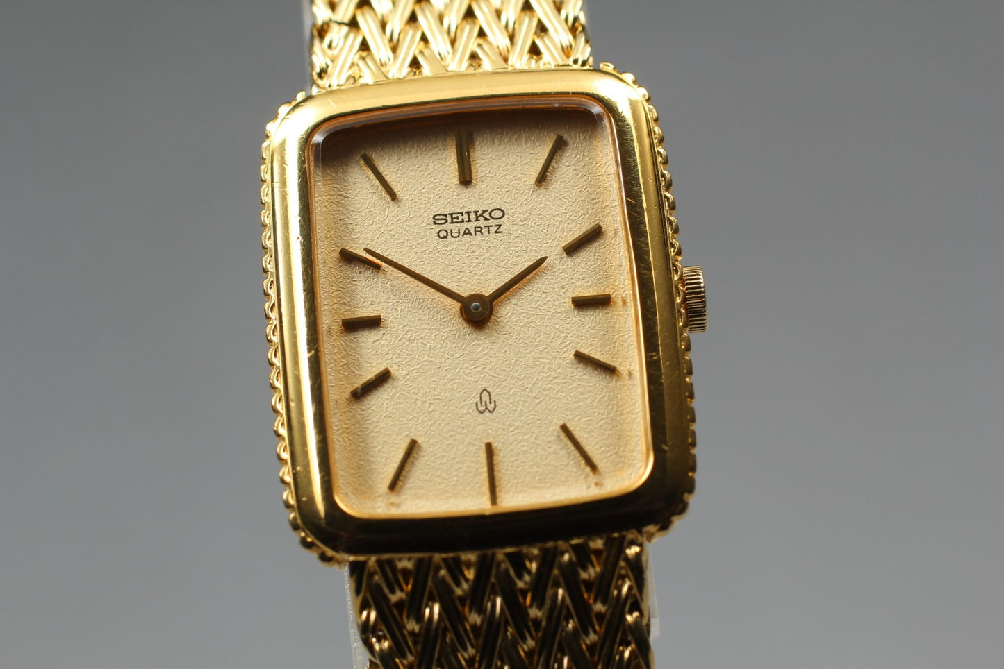 Vin.1989 [N MINT] SEIKO 1400-5140 Tank 18.5cm Gold Bracelet Ladies Watch JAPAN