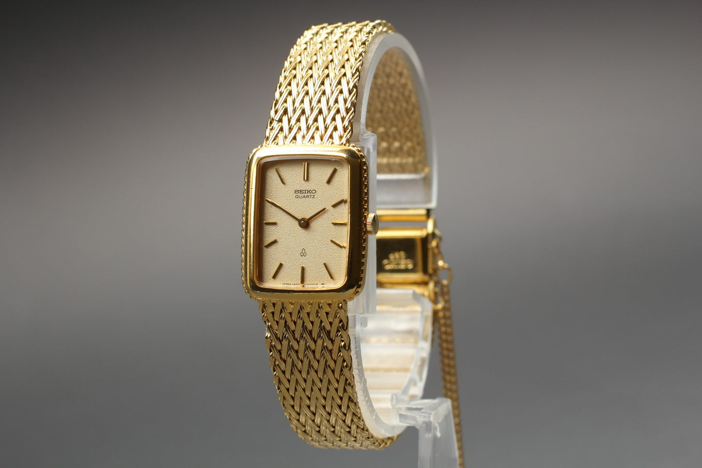 Vin.1989 [N MINT] SEIKO 1400-5140 Tank 18.5cm Gold Bracelet Ladies Watch JAPAN