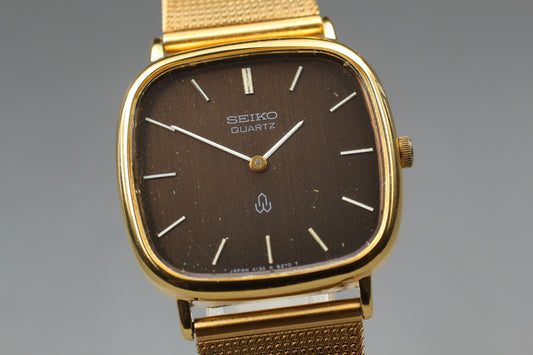 Vin.1996 [N MINT] SEIKO 4130-5260 Square 31mm Gold Quartz Men's Watch From JAPAN