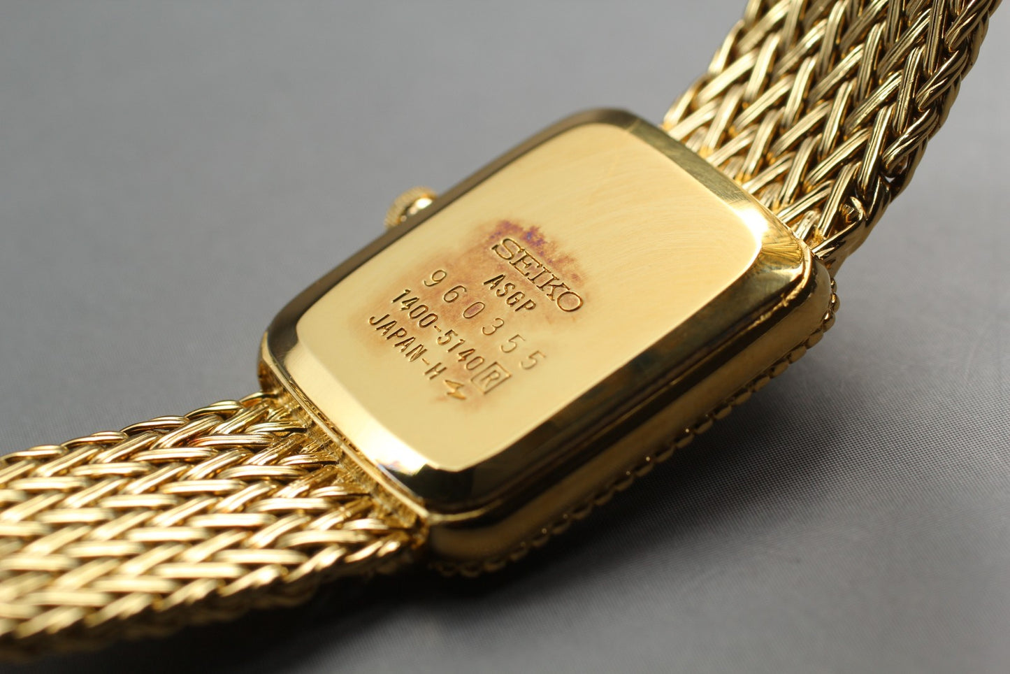 Vin.1989 [N MINT] SEIKO 1400-5140 Tank 18.5cm Gold Bracelet Ladies Watch JAPAN