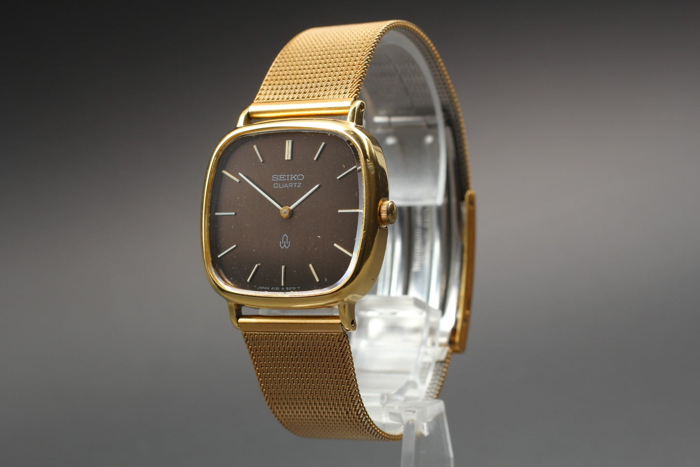 Vin.1996 [N MINT] SEIKO 4130-5260 Square 31mm Gold Quartz Men's Watch From JAPAN