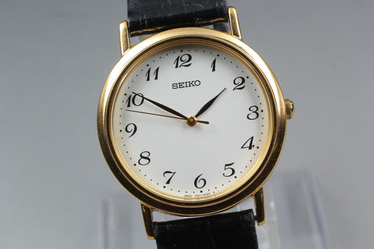 Vtg.1999 [N MINT] SEIKO 7N01-HZA0 Round 32mm Gold Quartz Men's Watch From JAPAN