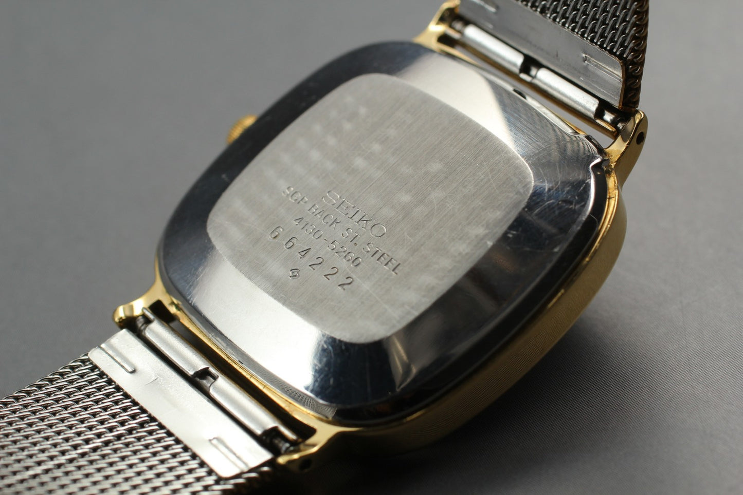 Vin.1996 [N MINT] SEIKO 4130-5260 Square 31mm Gold Quartz Men's Watch From JAPAN