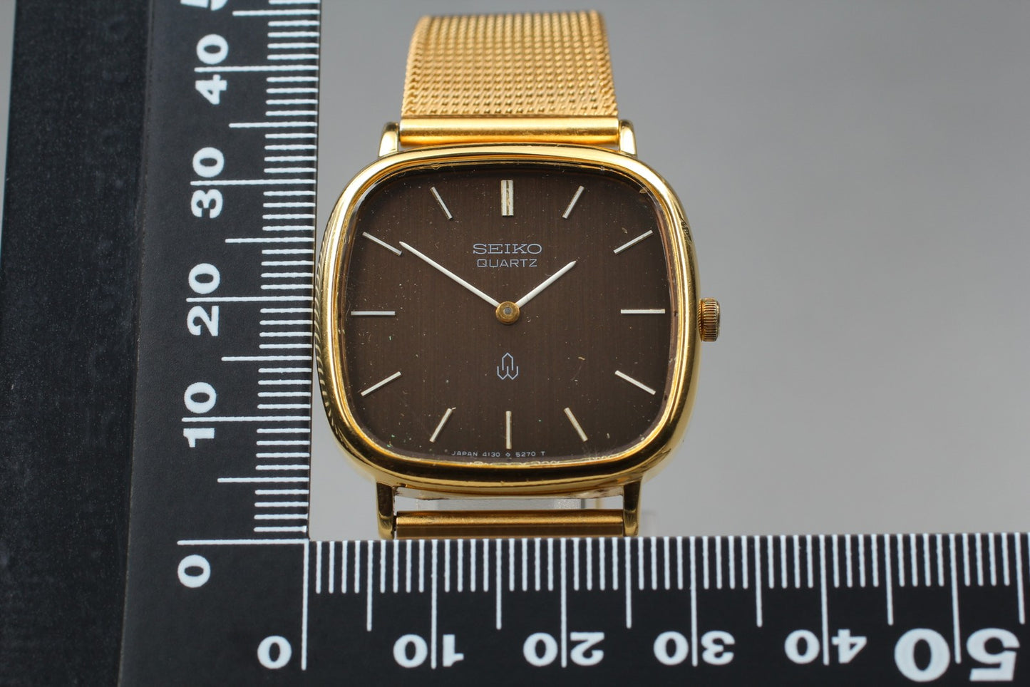 Vin.1996 [N MINT] SEIKO 4130-5260 Square 31mm Gold Quartz Men's Watch From JAPAN