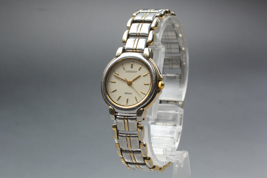 Vtg.1994 [N MINT] Seiko Lucent 4N21-0610 22mm Two tone Quartz Ladies Watch JAPAN