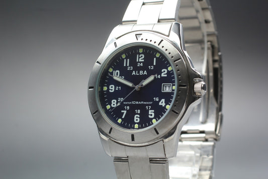 Vtg.1989 [N MINT] SEIKO ALBA V742-8A40 39mm Day/Date Quartz Men's Watch JAPAN