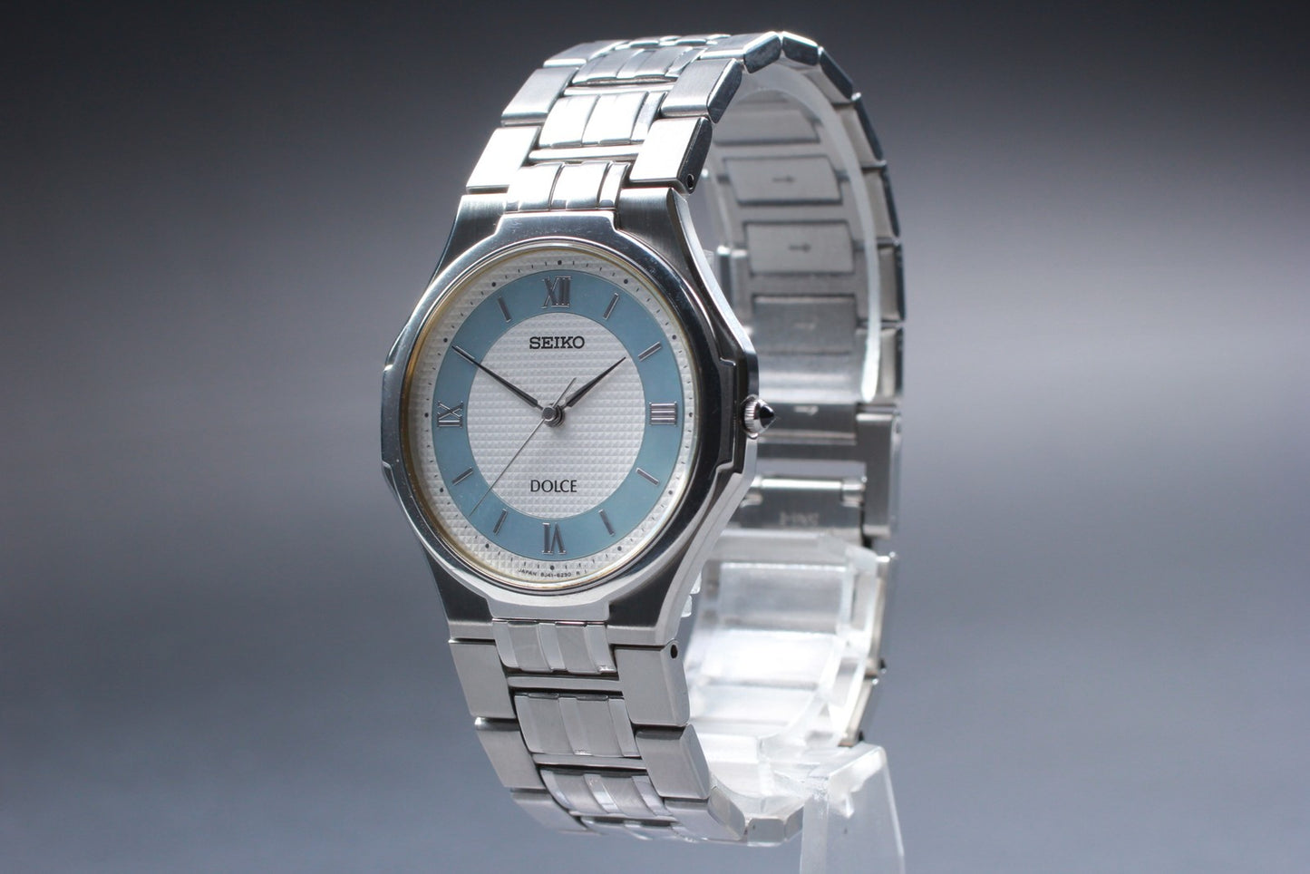 Vtg.1987 [N MINT] SEIKO DOLCE 8J41-6130 Roman Shell Quartz Men's Watch JAPAN