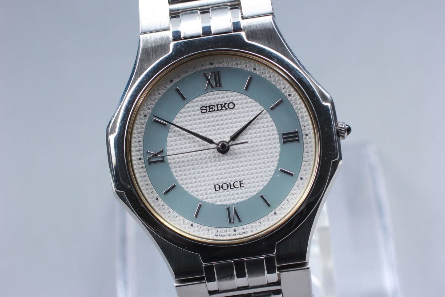 Vtg.1987 [N MINT] SEIKO DOLCE 8J41-6130 Roman Shell Quartz Men's Watch JAPAN