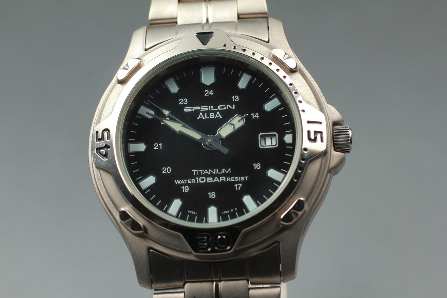 Vtg.1996 [N MINT] SEIKO Alba Epsilon V732-0R90 40mm Quartz Men's Watch JAPAN