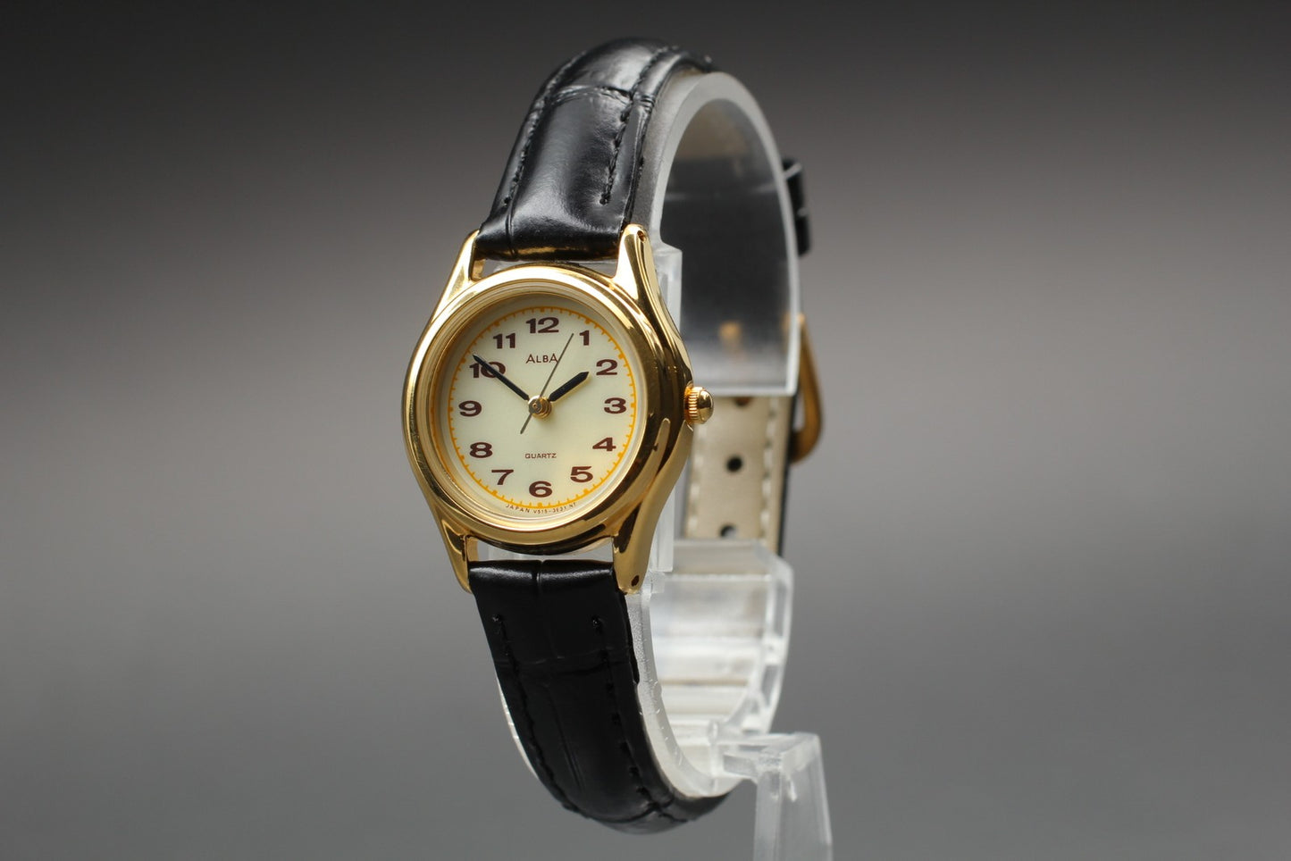 Vin.1991 [N MINT] SEIKO ALBA V515-6481 Round Gold Quartz Ladies Watch From JAPAN