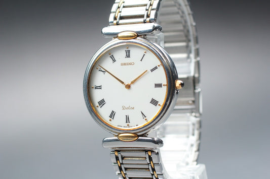Vtg.1989 [N MINT] SEIKO Dolce 9530-6030 Roman 31mm Quartz Men's Watch From JAPAN