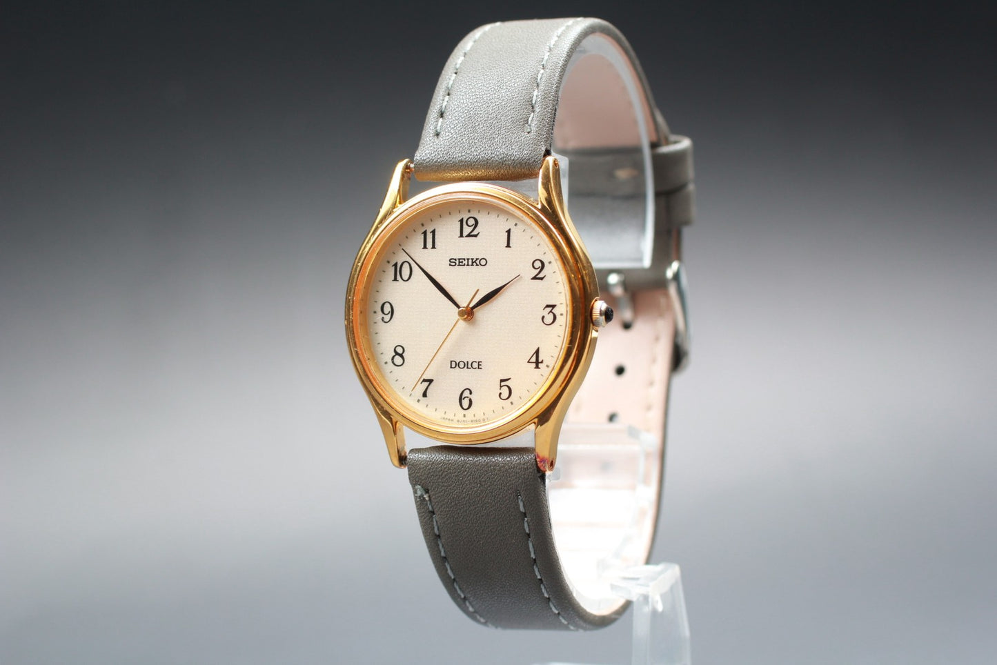 Vtg.1991 [N MINT] SEIKO DOLCE 8J41-6100 Round 31mm Gold Quartz Men's Watch JAPAN