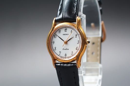 Vin.1988 [N MINT] SEIKO Exceline 1221-0160 Gold Quartz Ladies Watch From JAPAN