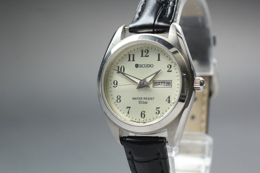 Vtg.1990 [N MINT]  CITIZEN Scudo 1002-A44473 Day/Date Quartz Ladies Watch JAPAN