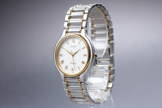 Vintage 1987 [N MINT]  Seiko Dolce 7741-6050 Gold Roman Quartz Mens Watch JAPAN