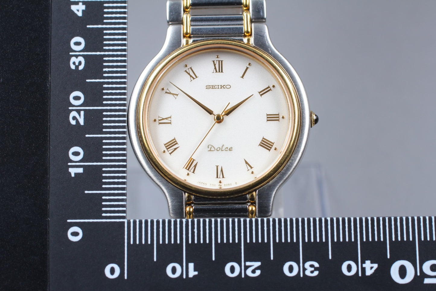 Vintage 1987 [N MINT]  Seiko Dolce 7741-6050 Gold Roman Quartz Mens Watch JAPAN