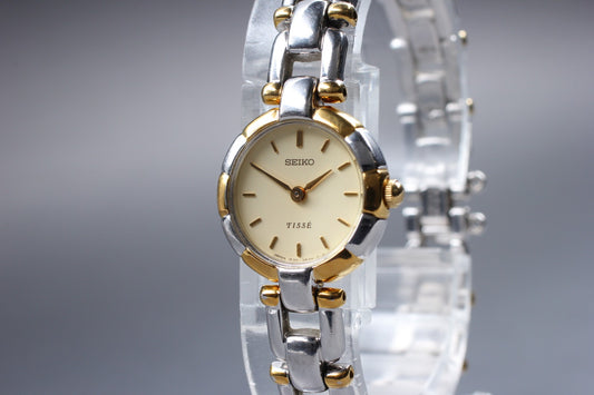 Vtg.1992 [N MINT] SEIKO TISSE 1F20-0K10 Gold Bracelet Quartz Ladies Watch JAPAN