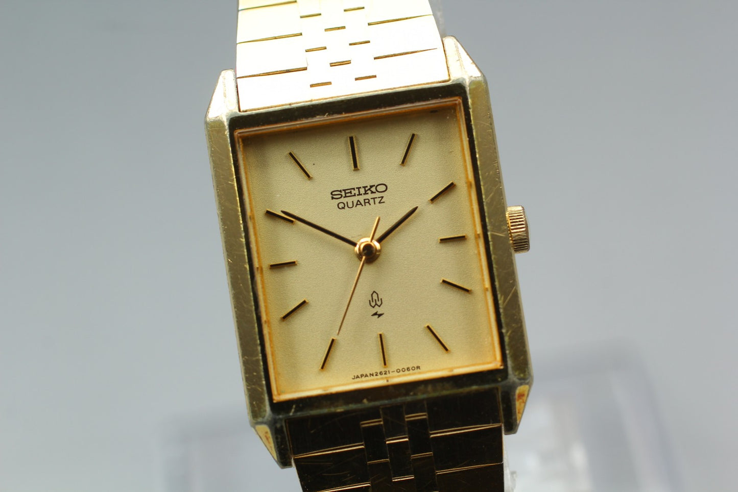 Vtg.1988 [Exc+5] SEIKO 2621-5050 Tank 20mm Gold Quartz Ladies Watch From JAPAN
