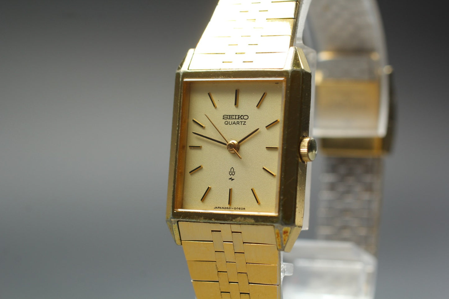 Vtg.1988 [Exc+5] SEIKO 2621-5050 Tank 20mm Gold Quartz Ladies Watch From JAPAN
