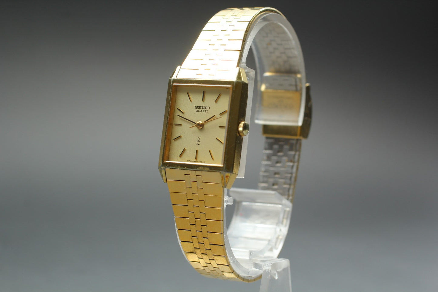 Vtg.1988 [Exc+5] SEIKO 2621-5050 Tank 20mm Gold Quartz Ladies Watch From JAPAN