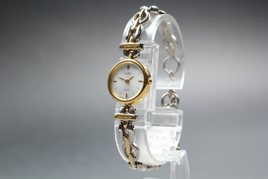 Vtg.1992 [N MINT] SEIKO ALBA Y150-0B00 17.5mm Bracelet Quartz Ladies Watch JAPAN