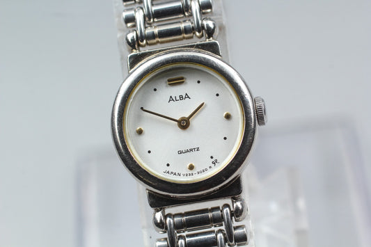 Vtg. 1987 [N MINT] SEIKO ALBA V232-0360 17mm Bracelet Quartz	Ladies Watch JAPAN