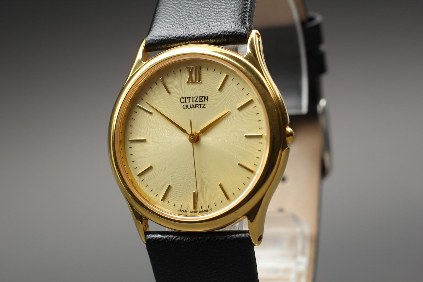 Vtg.1996 [N MINT] CITIZEN 4634-E68800 Roman Round Gold Quartz Men's Watch JAPAN