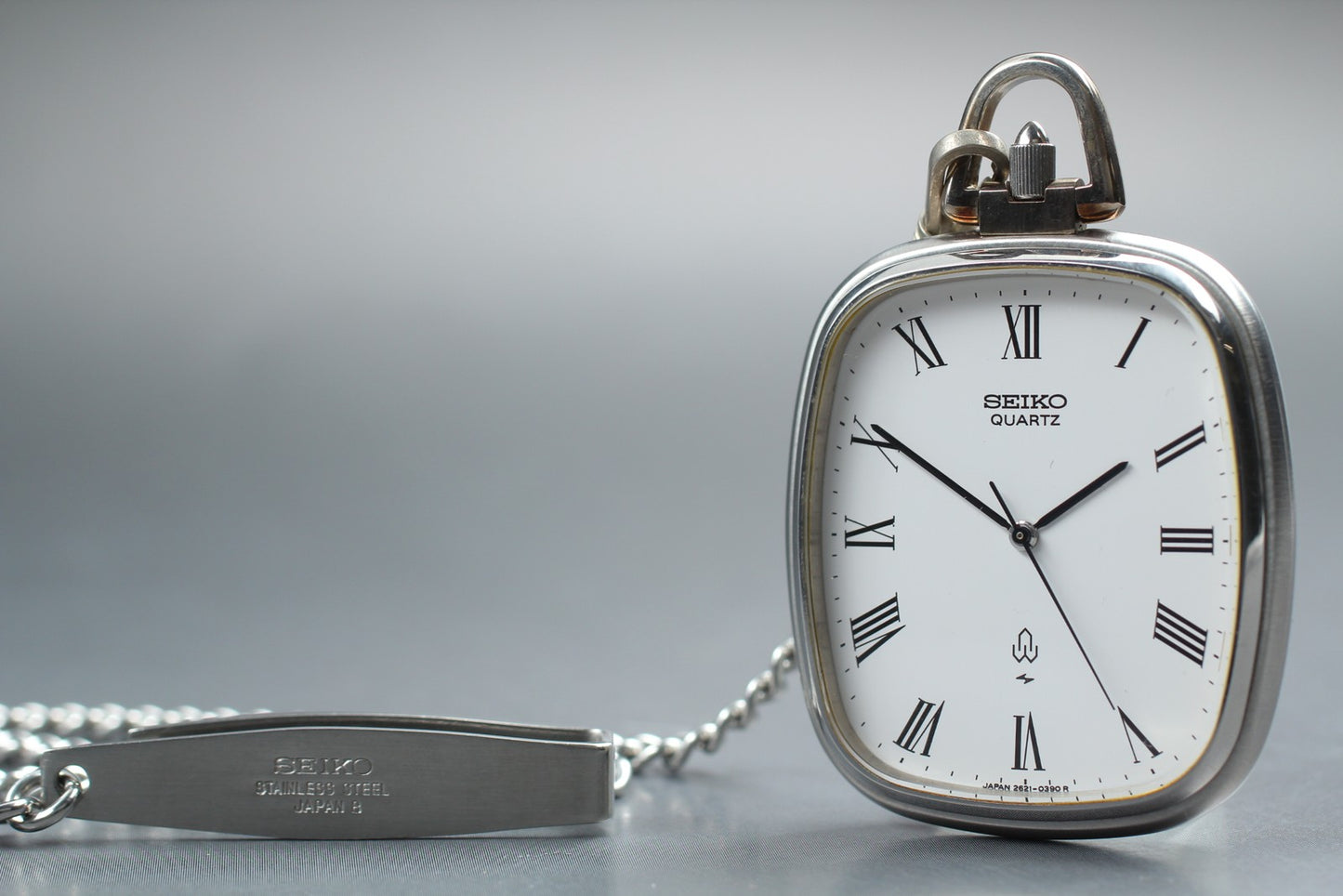 Vtg. [Near MINT] SEIKO 2621-5190 Roman Tank 34mm Quartz  Pocket Watch From JAPAN