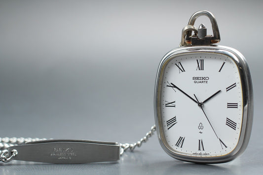 Vtg. [Near MINT] SEIKO 2621-5190 Roman Tank 34mm Quartz  Pocket Watch From JAPAN