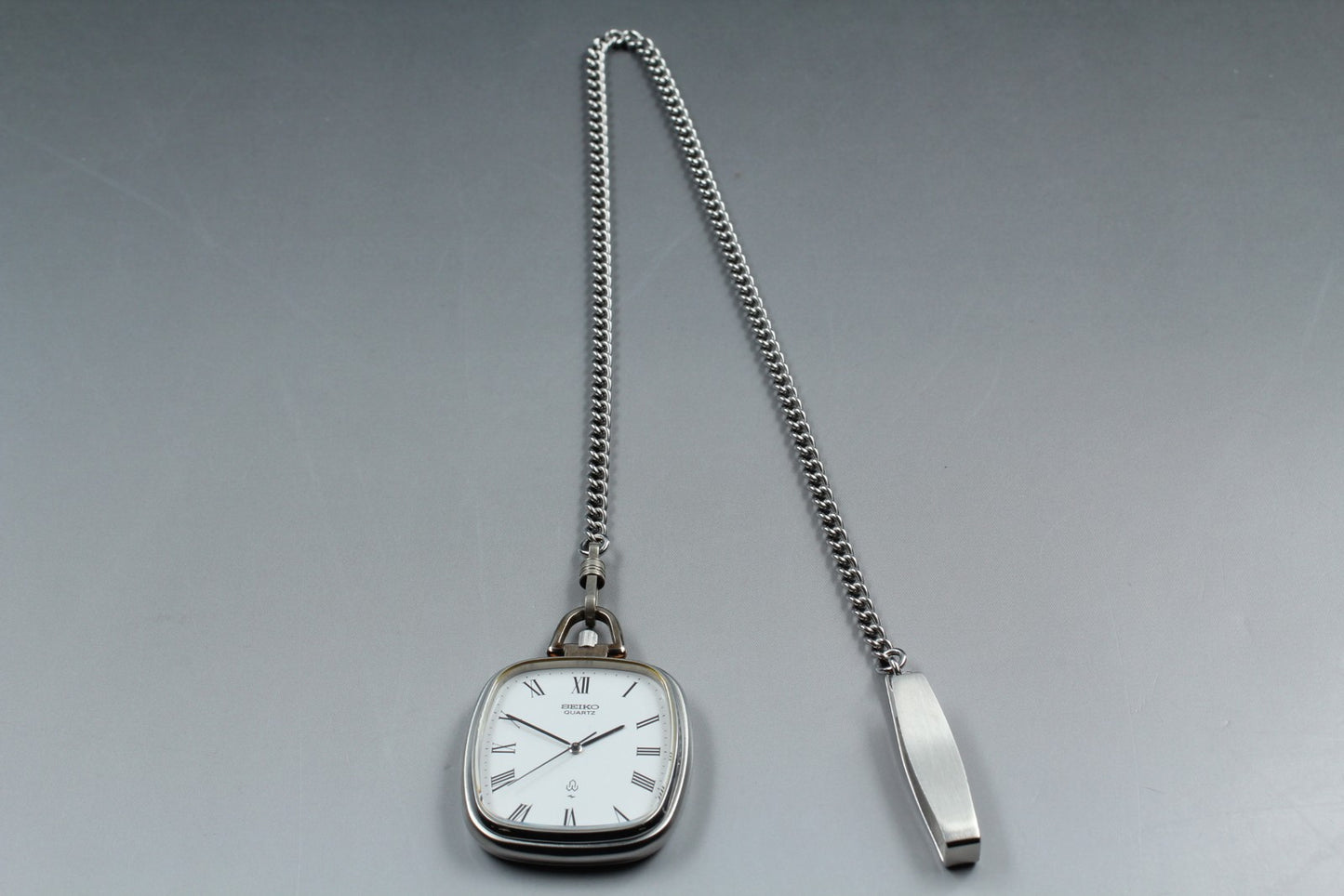 Vtg. [Near MINT] SEIKO 2621-5190 Roman Tank 34mm Quartz  Pocket Watch From JAPAN