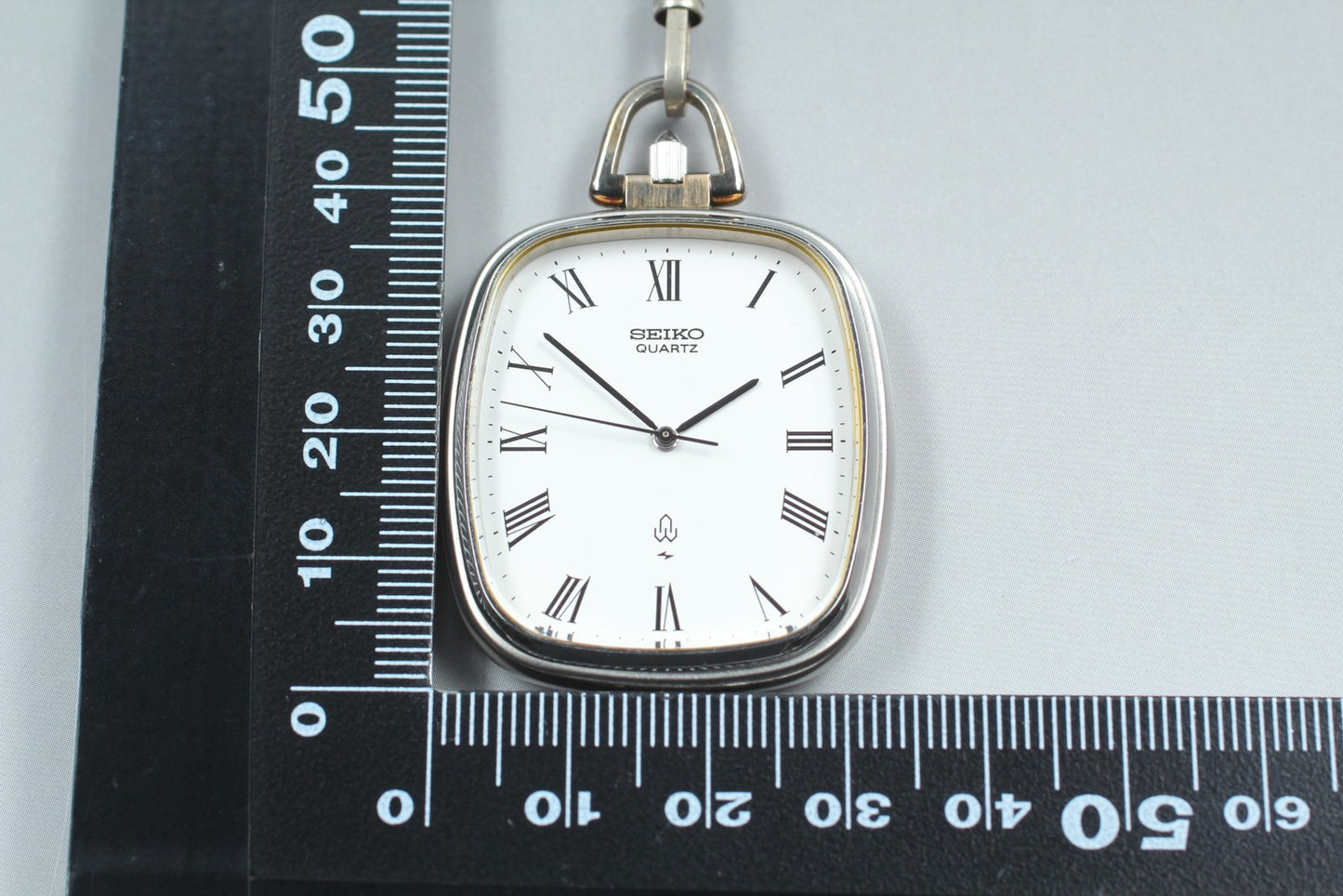Vtg. [Near MINT] SEIKO 2621-5190 Roman Tank 34mm Quartz  Pocket Watch From JAPAN