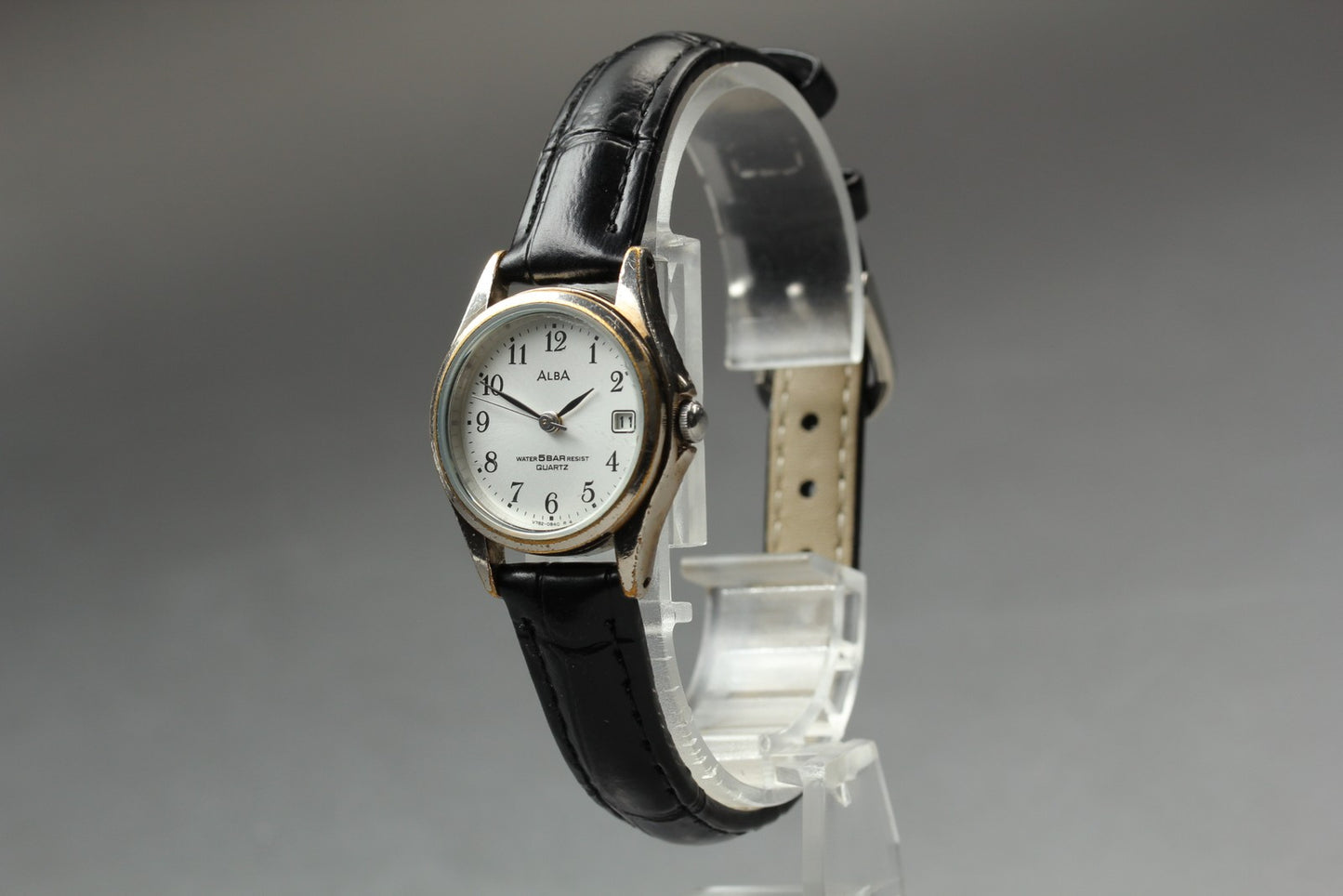 Vtg. 1994[N MINT] SEIKO ALBA V782-0500 Day 25mm Silver Quartz Ladies Watch JAPAN
