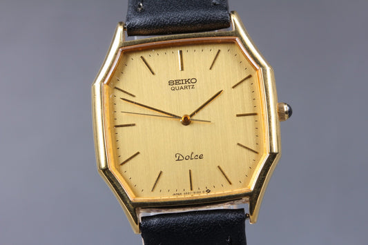 Vtg. 1984 [N MINT ] SEIKO Dolce 9521-5130 Octagon Gold Quartz Men's Watch JAPAN