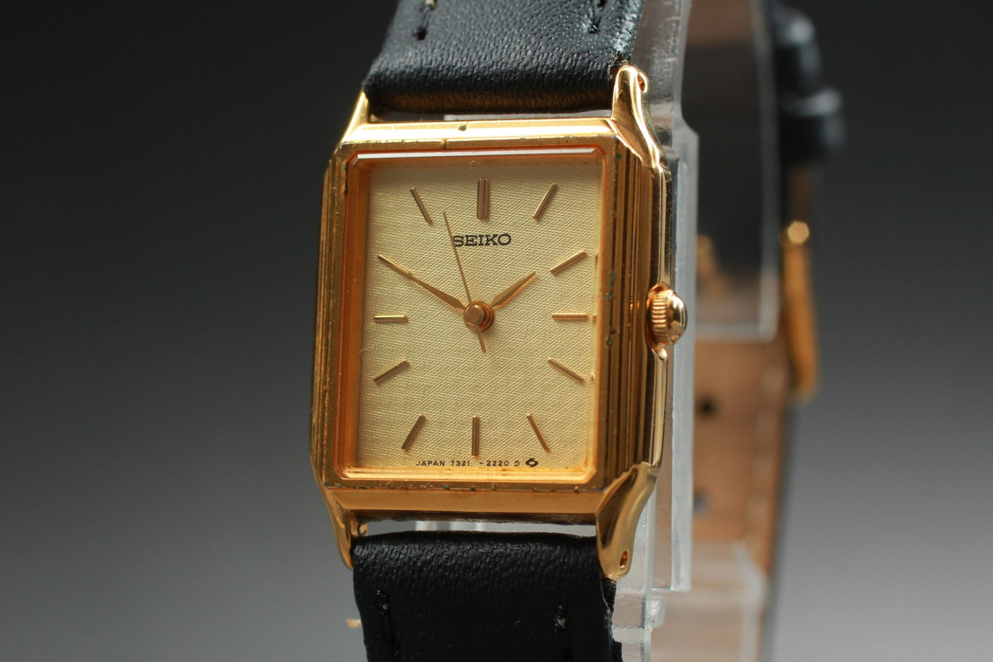 Vtg.1990 [N MINT ] SEIKO 7321-6280 Tank 20mm Gold Quartz Ladies Watch JAPAN