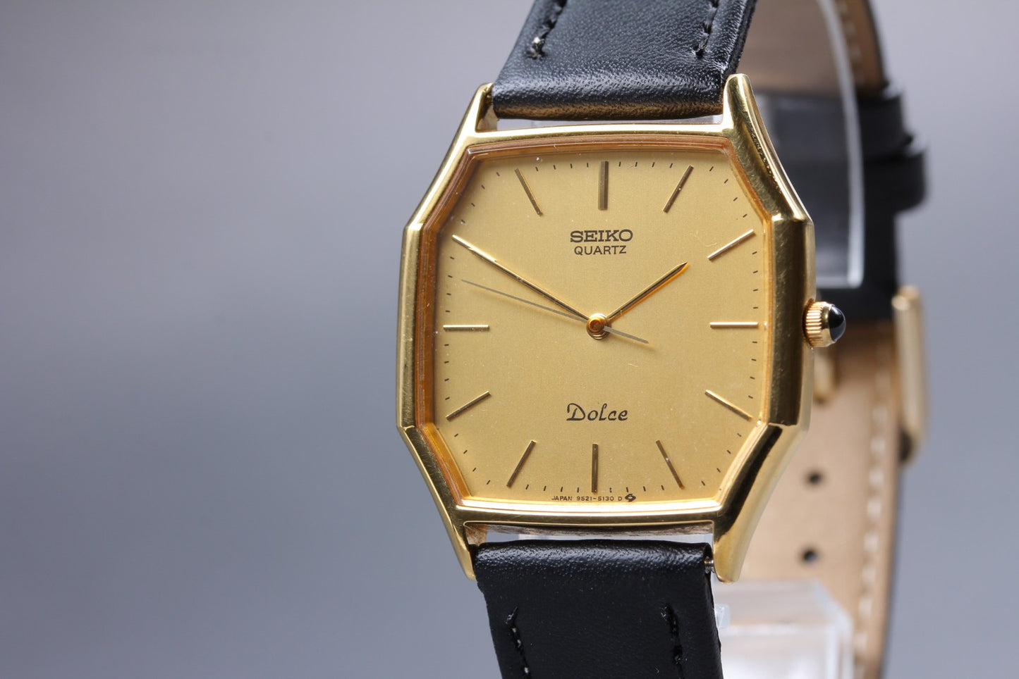 Vtg. 1984 [N MINT ] SEIKO Dolce 9521-5130 Octagon Gold Quartz Men's Watch JAPAN