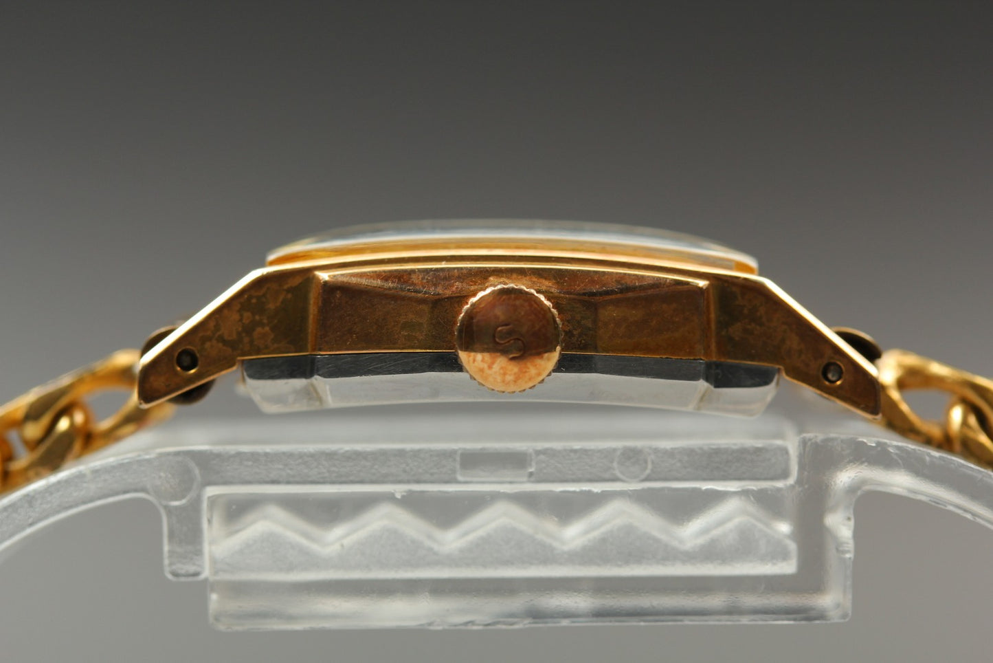 Vtg. [N MINT] SEIKO SOLAR 580 Tank  Bracelet Gold Manual Ladies Watch From JAPAN