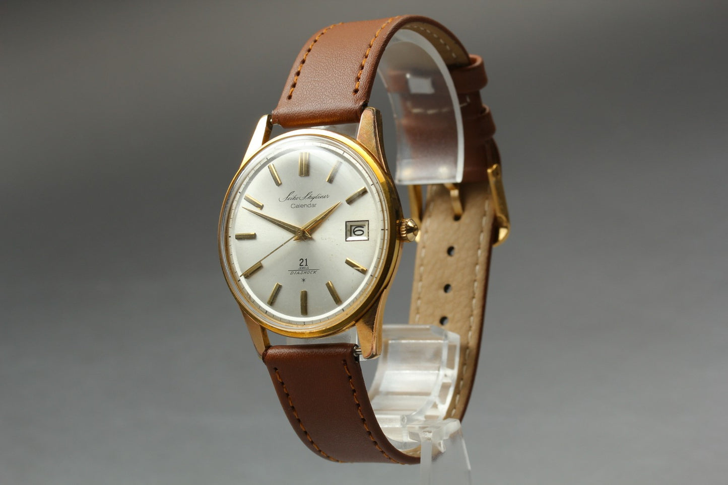 Vtg. [N MINT] SEIKO Skyliner J15019 Calendar Day Gold Quartz Men's Watch JAPAN
