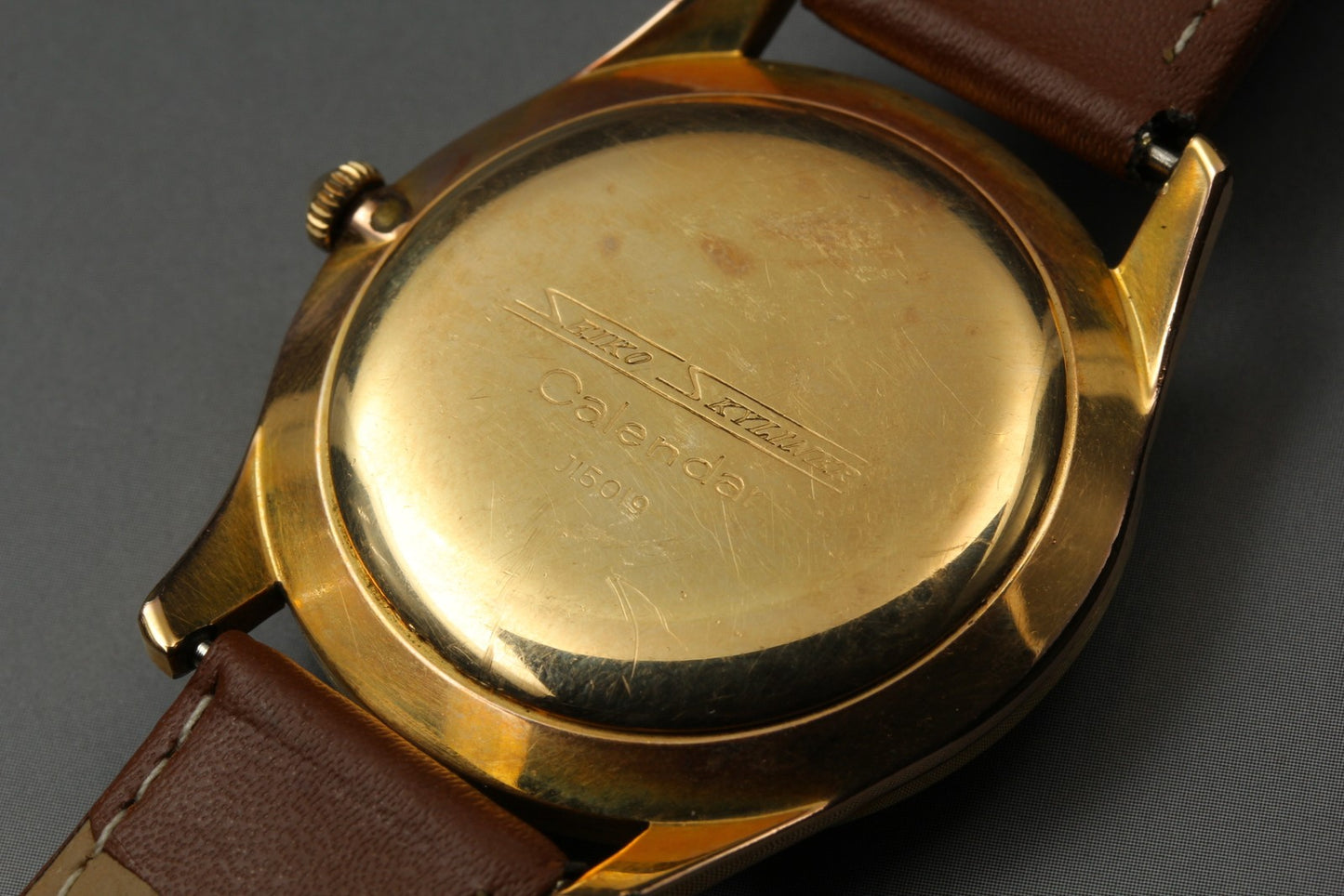 Vtg. [N MINT] SEIKO Skyliner J15019 Calendar Day Gold Quartz Men's Watch JAPAN