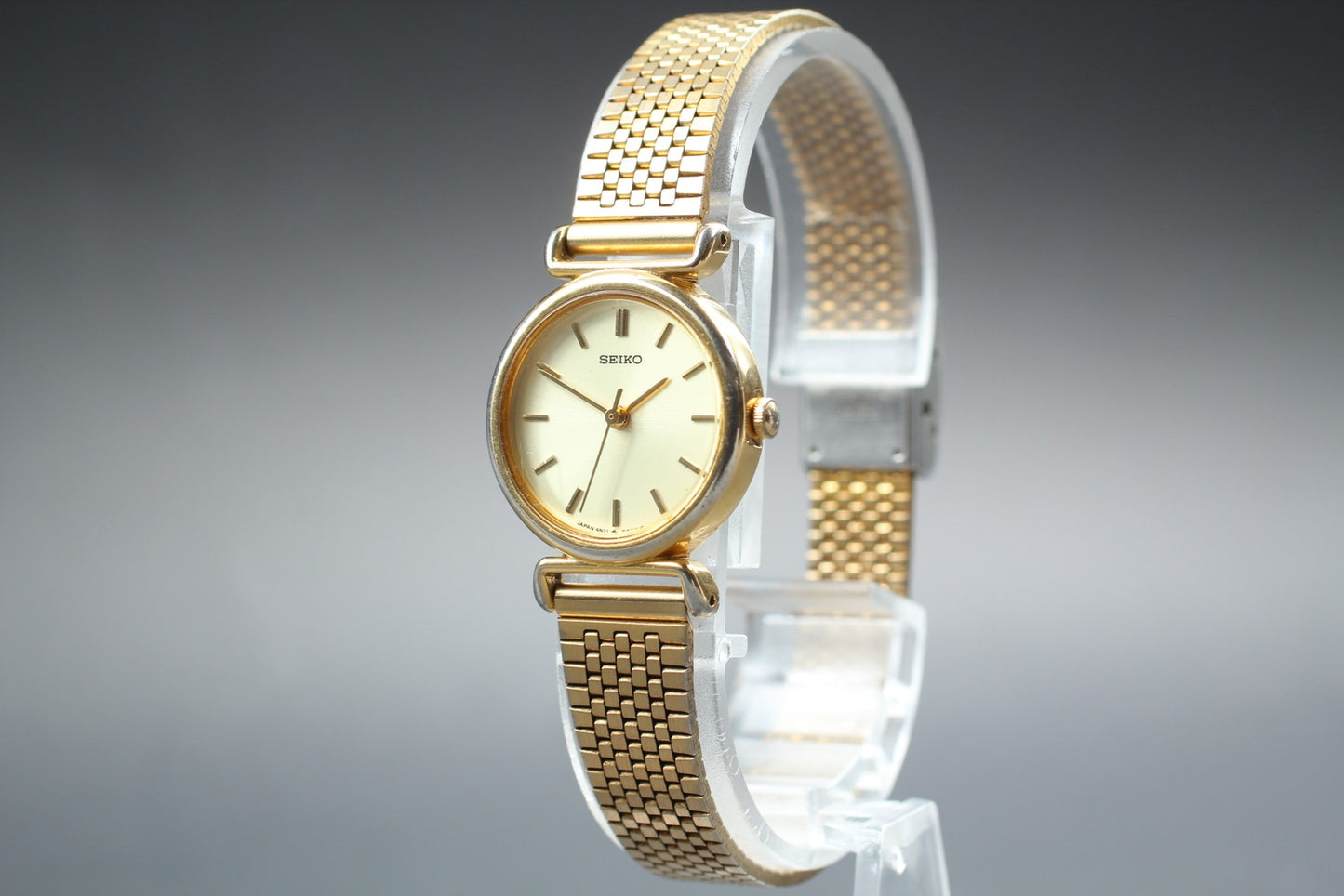 Vtg.2000 [N MINT] SEIKO 4N21-0052 22mm Bracelet Gold Quartz Ladies Watch JAPAN